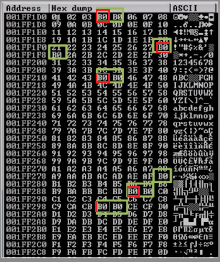 hex dump of another app